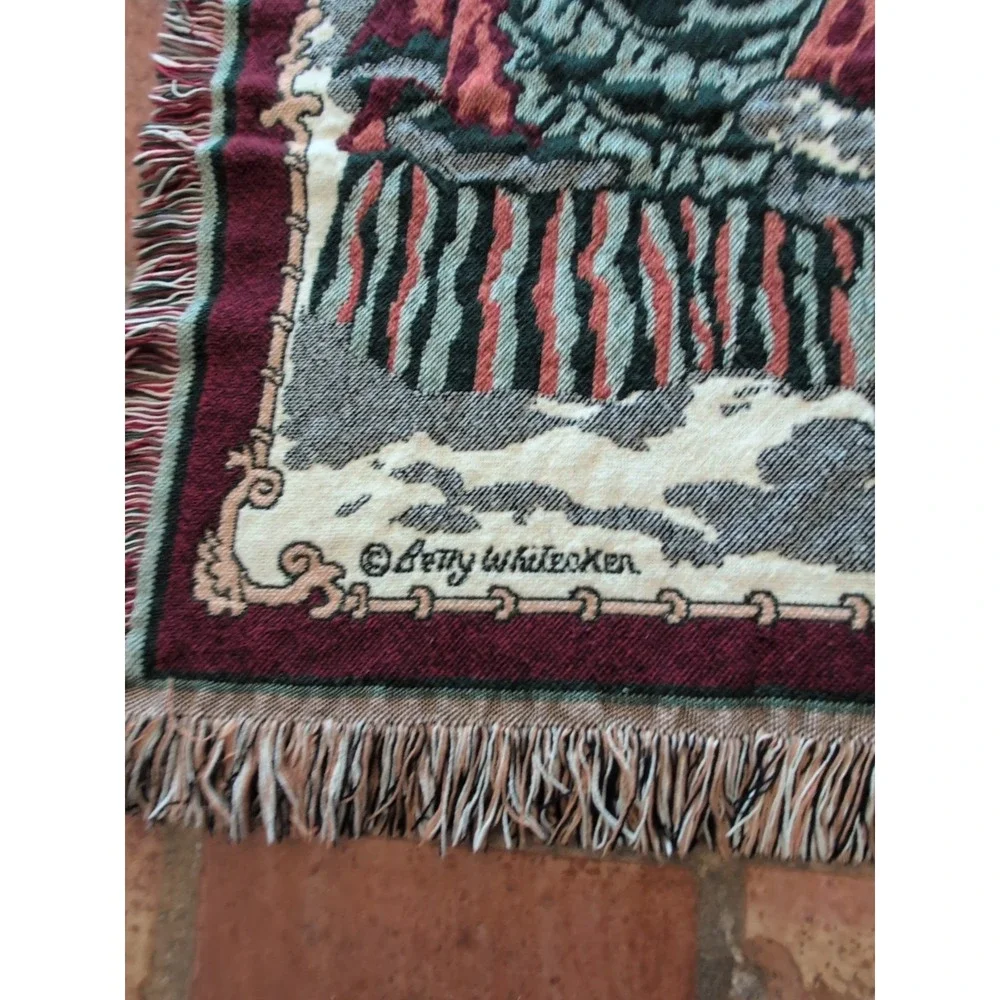 Fieldcrest Antique Toy Shop Throw Blanket Holiday Christmas Santa Tapestry